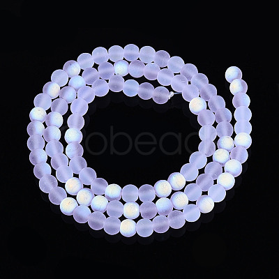 Frosted Transparent Glass Beads Strands GLAA-T032-T4mm-MBB01-1