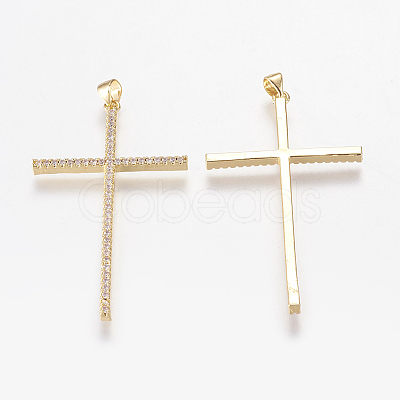 Brass Micro Pave Cubic Zirconia Big Pendants LS-ZIRC-L067-16-G-NR-1