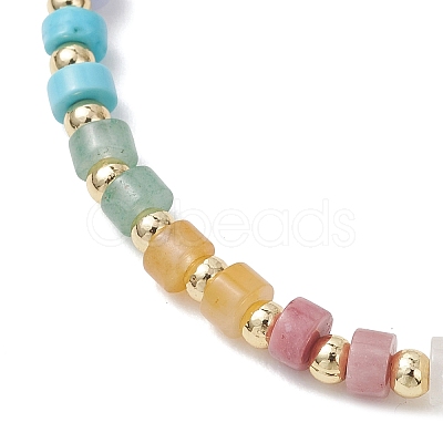 Natural Green Aventurine & Rose Quartz & Howlite & White Jade & Yellow Aventurine & Synthetic Blue Lace Agate & Brass Beads Stretch Bracelets for Women BJEW-JB13334-03-1