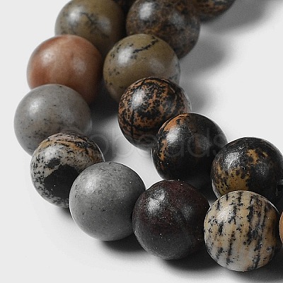 Round Natural Dendritic Jasper Beads Strands G-I176-06-8mm-01-1