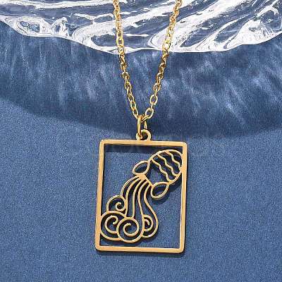 304 Stainless Steel Necklace NJEW-D330-01G-11-1