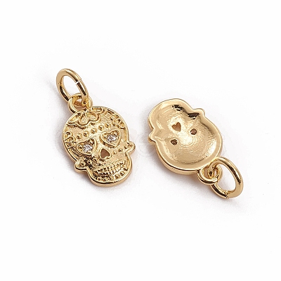 Golden Plated Brass Micro Pave Cubic Zirconia Charms ZIRC-L091-038A-1