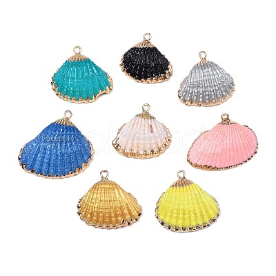 Spray Paint & Electroplate Sea Shell Pendants SSHEL-S262-08-1