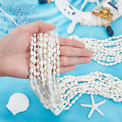 Natural Shell Beaded Long Necklaces for Women LS-AJEW-WH0460-131A-1