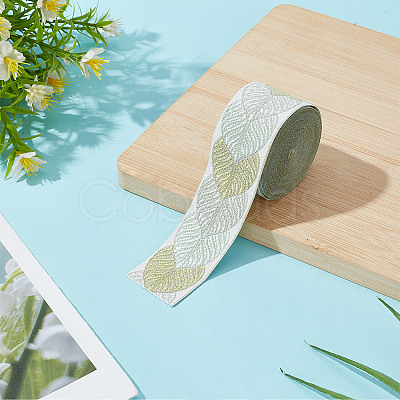 Polyester Jacquard Leaf Ribbon for Garment Accessories OCOR-WH0097-23A-1