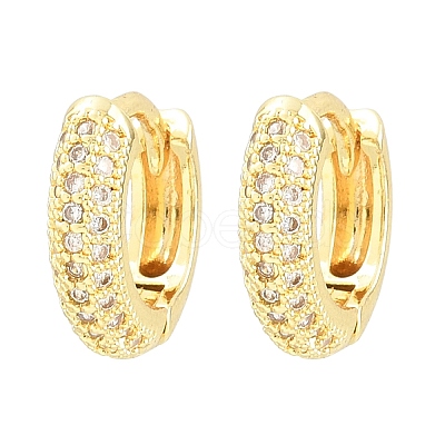 Brass Micro Pave Cubic Zirconia Hoop Earrings KK-CBAD104-04G-C-1