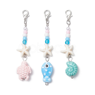 3Pcs Handmade Porcelain Pendant Decorations HJEW-JM03211-1