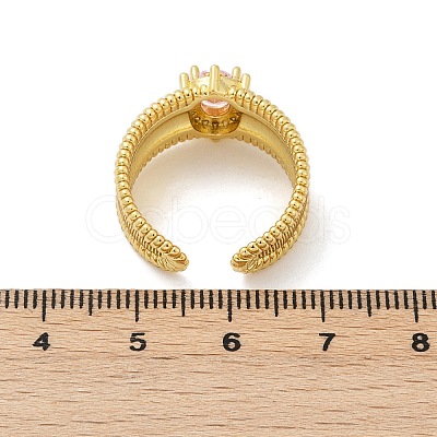 Brass Micro Pave Cubic Zirconia Open Cuff Rings for Women RJEW-U059-01G-01-1