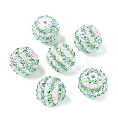 Striped Resin Rhinestone Beads OACR-A037-01I-1
