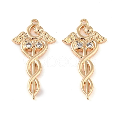 Brass Micro Pave Clear Cubic Zirconia Pendants KK-Q816-16G-1
