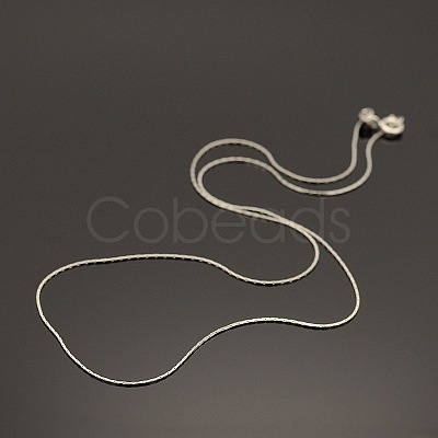 Anti-Tarnish Rhodium Plated 925 Sterling Silver Boston Link Chain Necklaces X-STER-E033-56-1