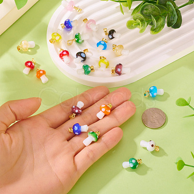 24Pcs 12 Colors Handmade Lampwork Pendants LAMP-TA0001-77-1