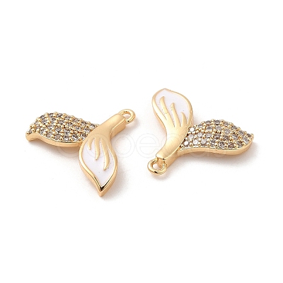 Brass with Clear Cubic Zirconia Enamel Charms KK-F860-57G-1