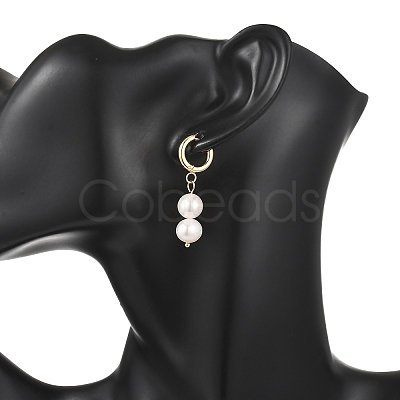 Natural Cultured Freshwater Pearl Beads Dangle Hoop Earrings EJEW-JE07253-1