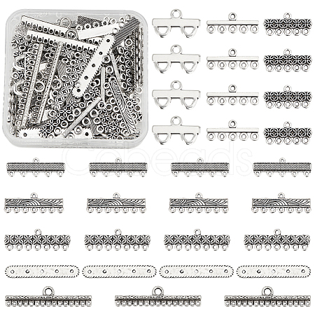 80Pcs 8 Styles Tibetan Style Alloy Chandelier Component Links FIND-GO0003-54-1