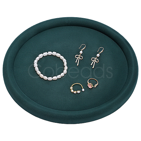 Round MDF Covered with Velvet Jewelry Organizer Display Trays ODIS-WH0099-224-1