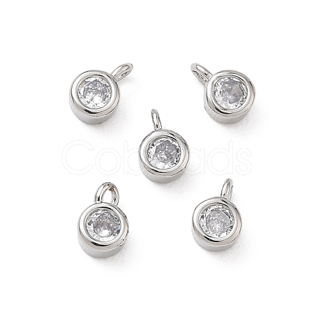 Brass Micro Pave Clear Cubic Zirconia Charms KK-D289-48B-P-1