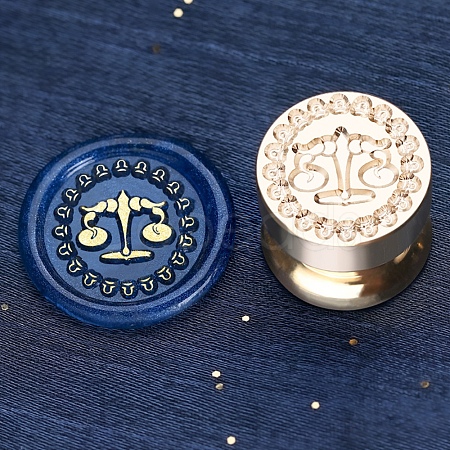 Golden Tone Round Wax Seal Brass Stamp Heads AJEW-S087-02G-11-1