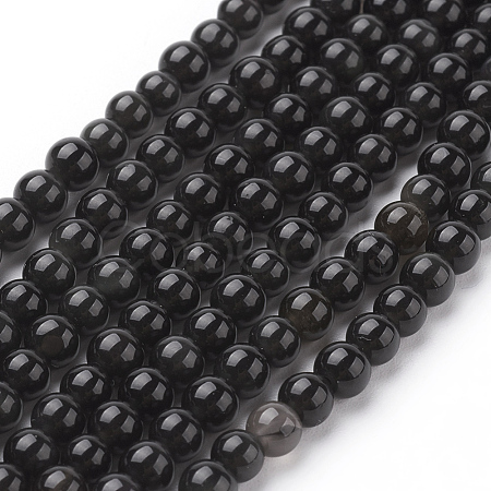 Natural Obsidian Round Beads Strands G-G735-19-4mm-1