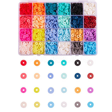 24 Colors Handmade Polymer Clay Beads CLAY-X0011-01A-1