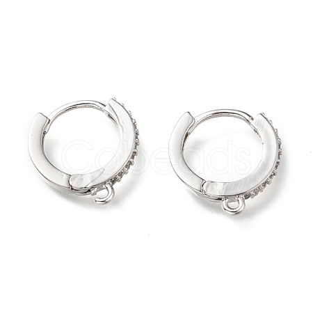 Brass Micro Pave Clear Cubic Zirconia Huggie Hoop Earring Findings EJEW-O107-01P-1