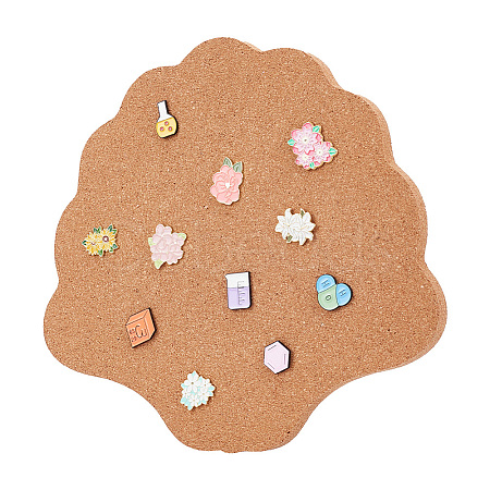 Shell Shape Wall Mounted Brooch Jewelry Display Cork Tray AJEW-WH0433-01B-1