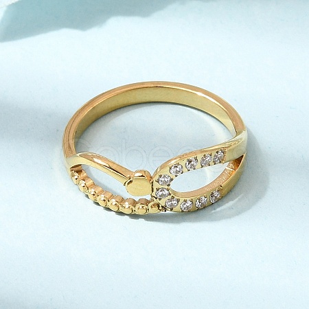 304 Stainless Steel Micro Pave Cubic Zirconia Finger Rings for Women RJEW-A104-01G-1