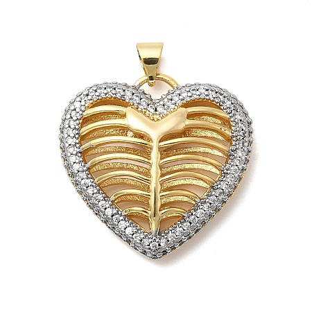 Brass Micro Pave Clear Cubic Zirconia Pendants KK-H519-14A-GP-1