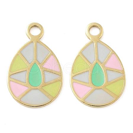 Ion Plating(IP) 304 Stainless Steel Enamel Charms STAS-U032-06G-02-1