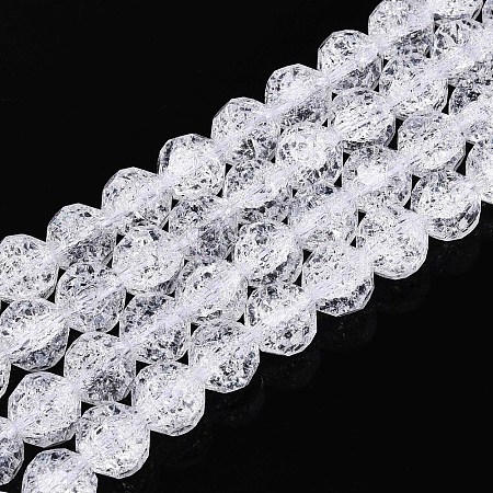 Transparent Crackle Glass Beads Strands GLAA-N053-10mm-11-1