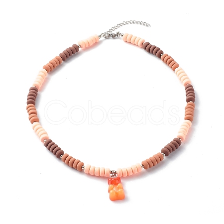 Polymer Clay Beaded Necklaces NJEW-JN03585-02-1