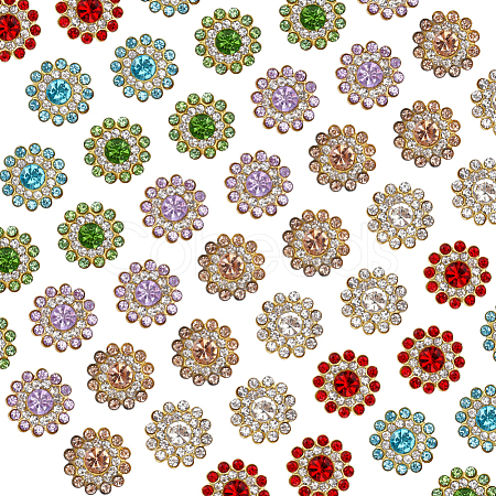 120Pcs 6 Colors Alloy Rhinestone Snap Buttons DIY-CY0002-30-1