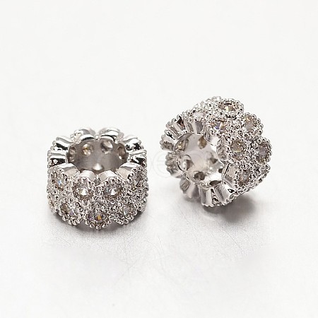 Brass Micro Pave Grade AAA Cubic Zirconia European Large Hole Beads ZIRC-O010-05P-NR-1