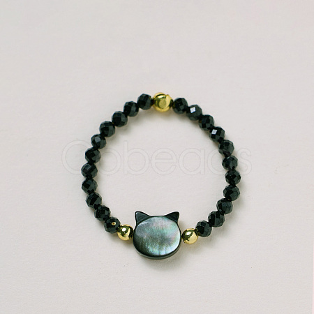Adjustable Natural Spinel Bead Finger Rings FS-WGFFDB9-05-1