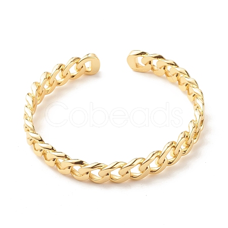 Brass Curb Chain Shape Open Cuff Bangle for Women BJEW-B054-38G-1