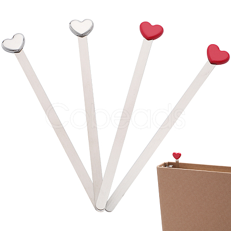4Pcs 2 Colors 201 Stainless Steel Bookmarks AJEW-CP0005-79-1