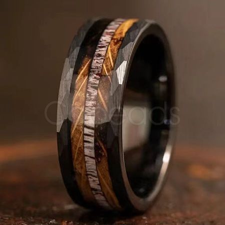 304 Stainless Steel & Wood Finger Rings for Men WG79787-02-1
