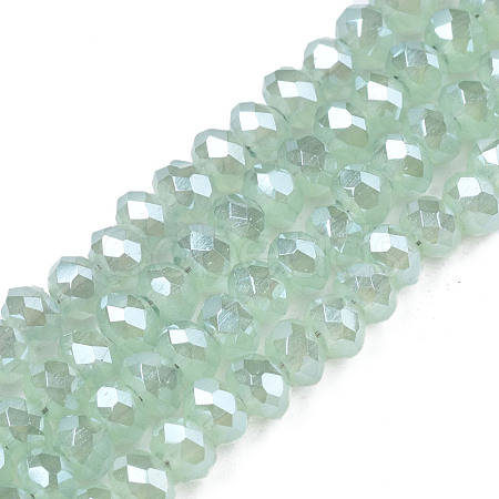 1 Strand Electroplate Imitation Jade Glass Beads Strands X-EGLA-J025-F07-1