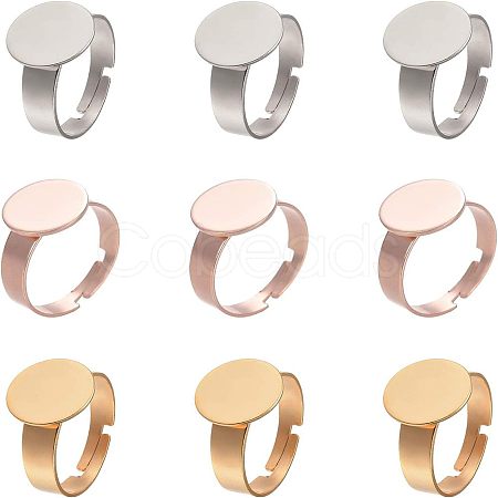 Unicraftale Adjustable 304 Stainless Steel Finger Rings Components STAS-UN0004-22-1