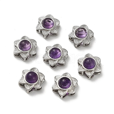 Brass Pave Natural Amethyst Multi-Strand Links KK-D366-01P-H-1