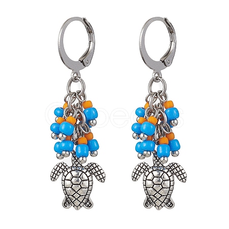 Tibetan Style Alloy Dangle Leverback Earrings EJEW-MZ00119-05-1