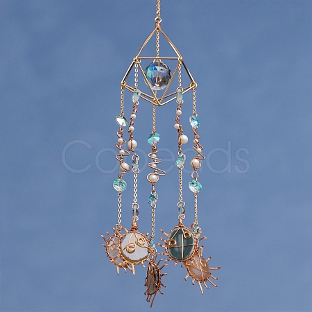 Glass Teardrop Hanging Ornaments PW-WG70020-01-1