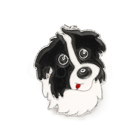 Dog Enamel Pin with Brass Butterfly Clutches JEWB-A006-06H-1