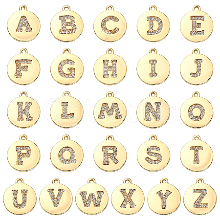 26Pcs 26 Styles Brass Micro Pave Cubic Zirconia Charms KK-SC0006-94-1