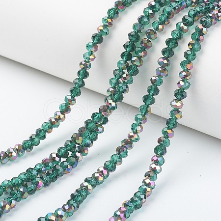 Electroplate Transparent Glass Beads Strands EGLA-A034-T8mm-R18-1