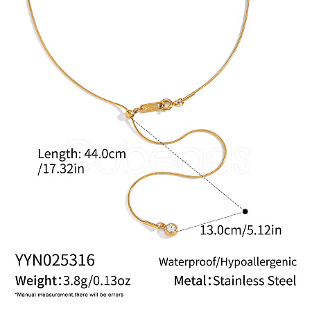 Elegant 304 Stainless Steel Y-Shape Flat Round Tassel Round Snake Chain Lariat Necklaces for Women OT4111-1-1