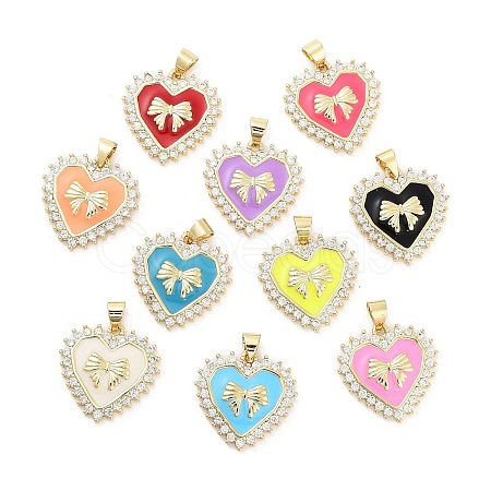 Rack Plating Brass Micro Pave Cubic Zirconia Pendants KK-Z064-05G-1