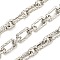 Alloy Textured Oval Link Chains, Unwelded, with Spool, Real Platinum Plated, 13.8x7.8x3mm, about 3.28 Feet(1m)/Roll