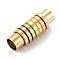 304 Stainless Steel Enamel Magnetic Clasps with Glue-in Ends, Column, Real 18K Gold Plated, 25x9mm, Hole: 6mm