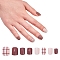 Nail Art Sets, with 24pcs Plastic Nail Tips, 24pcs Double Side Jelly Nail Glue , Coconut Brown, 14.5~23x7~14mm, about 24pcs/set